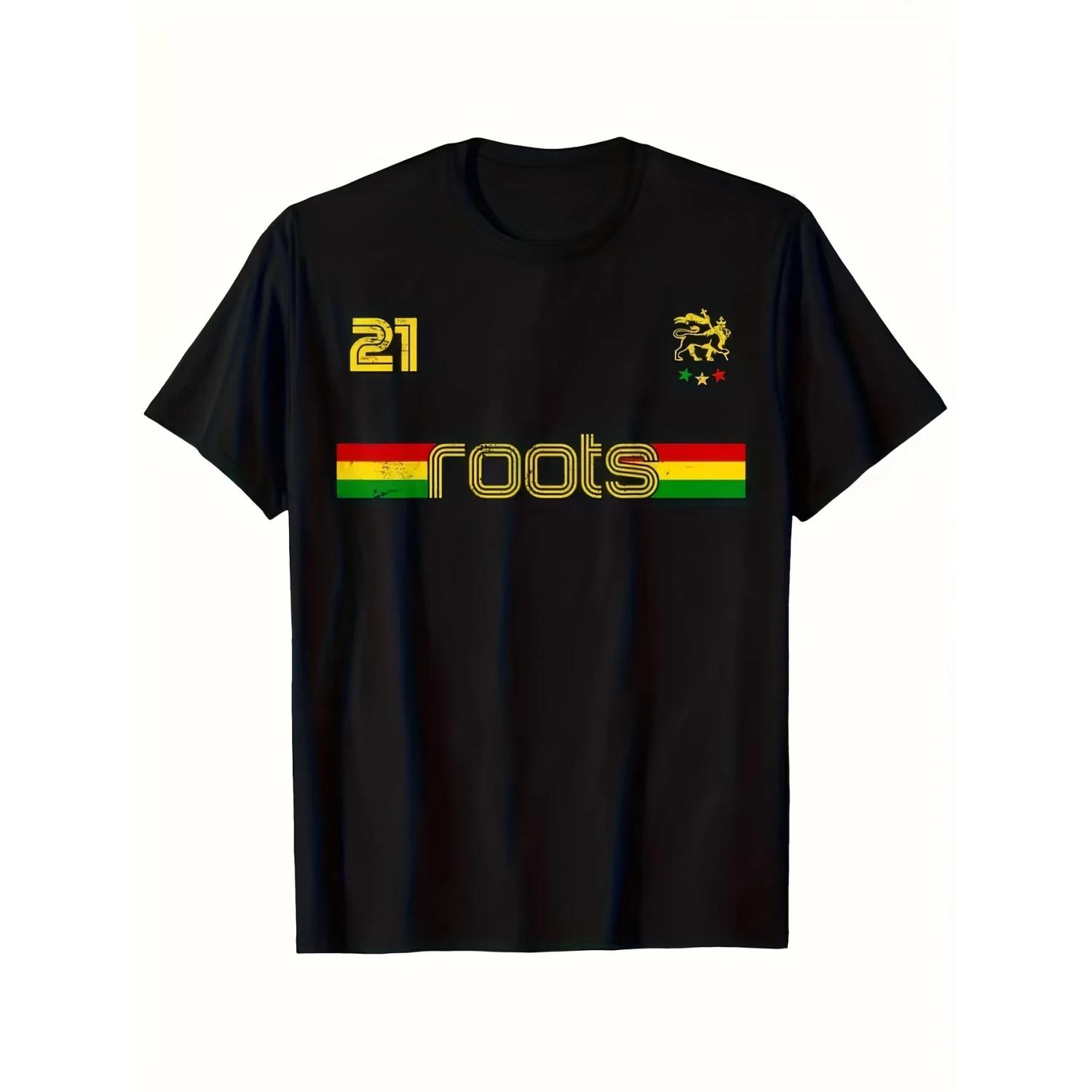 

Reggae Rastafari Ethiopia Jamaica Football Style T-shirt, Men s and Women s Casual Cotton T-shirt Printed T-shirt S
