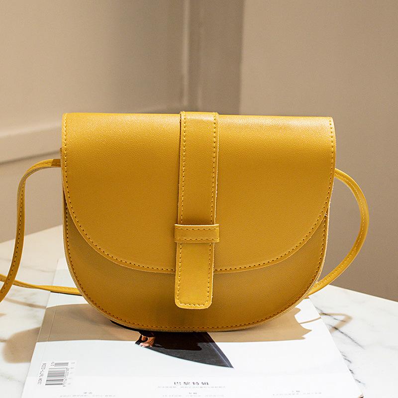 

Trendy solid color saddle bag Japanese and Korean style shell women s bag shoulder bag crossbody personalized mobile phone small bag wholesale жёлтый