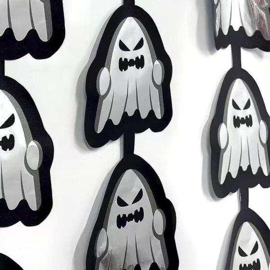 Halloweenská fóliová třásňová opona Metalická bílá Duch Třpytivý streamer Halloweenská párty Fotokoutky Pozadí na zeď Dveře Vnitřní Venkovní Dekorace