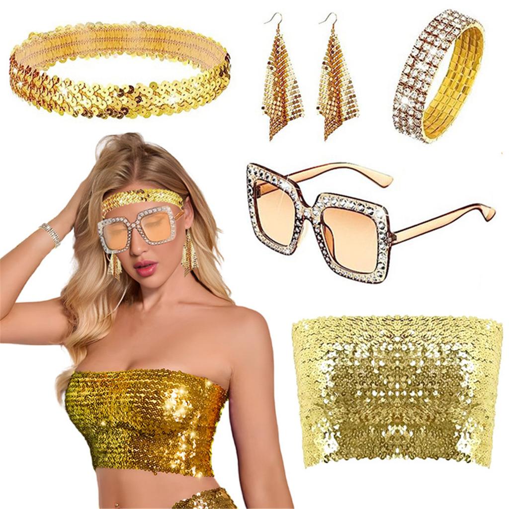 1970s Theme Party Disco Costume Set Sunglasses Earrings 70s Disco Costume Set 1970s Disco Accessories