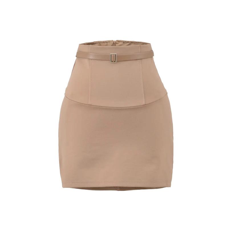Korean High Waist Pencil Skirt – Autumn Slimming Hip-hugging Style with Belt