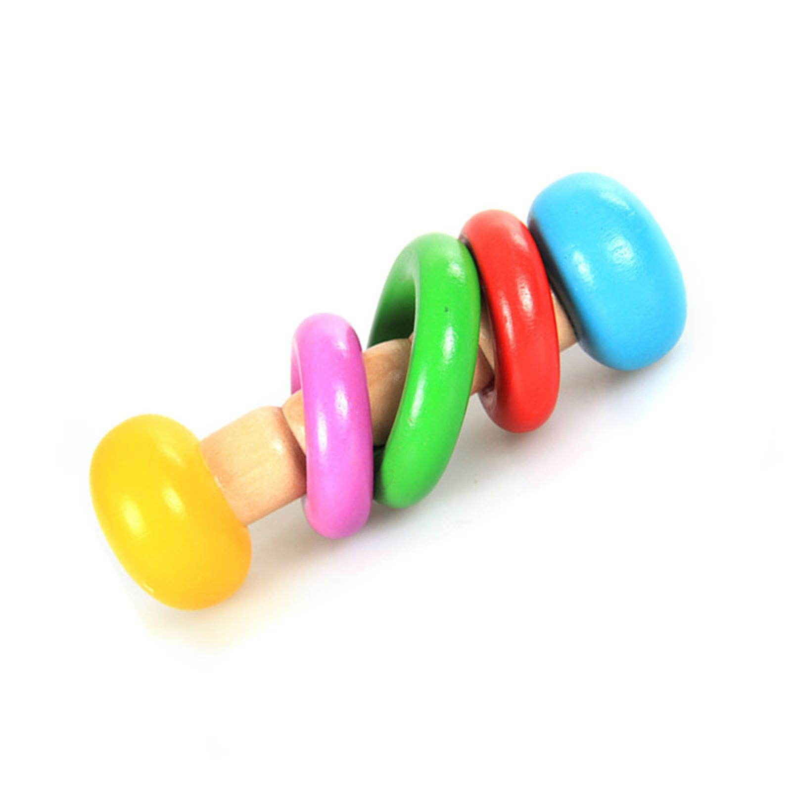 Детская погремушка из массива дерева, красочная, милой формы, легко держать в руке, игрушка-погремушка для раннего развития