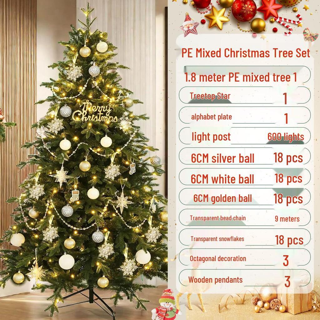 Simple Fresh PE Christmas Tree Set - 1.5/1.8/2.1/3m for Home & Mall