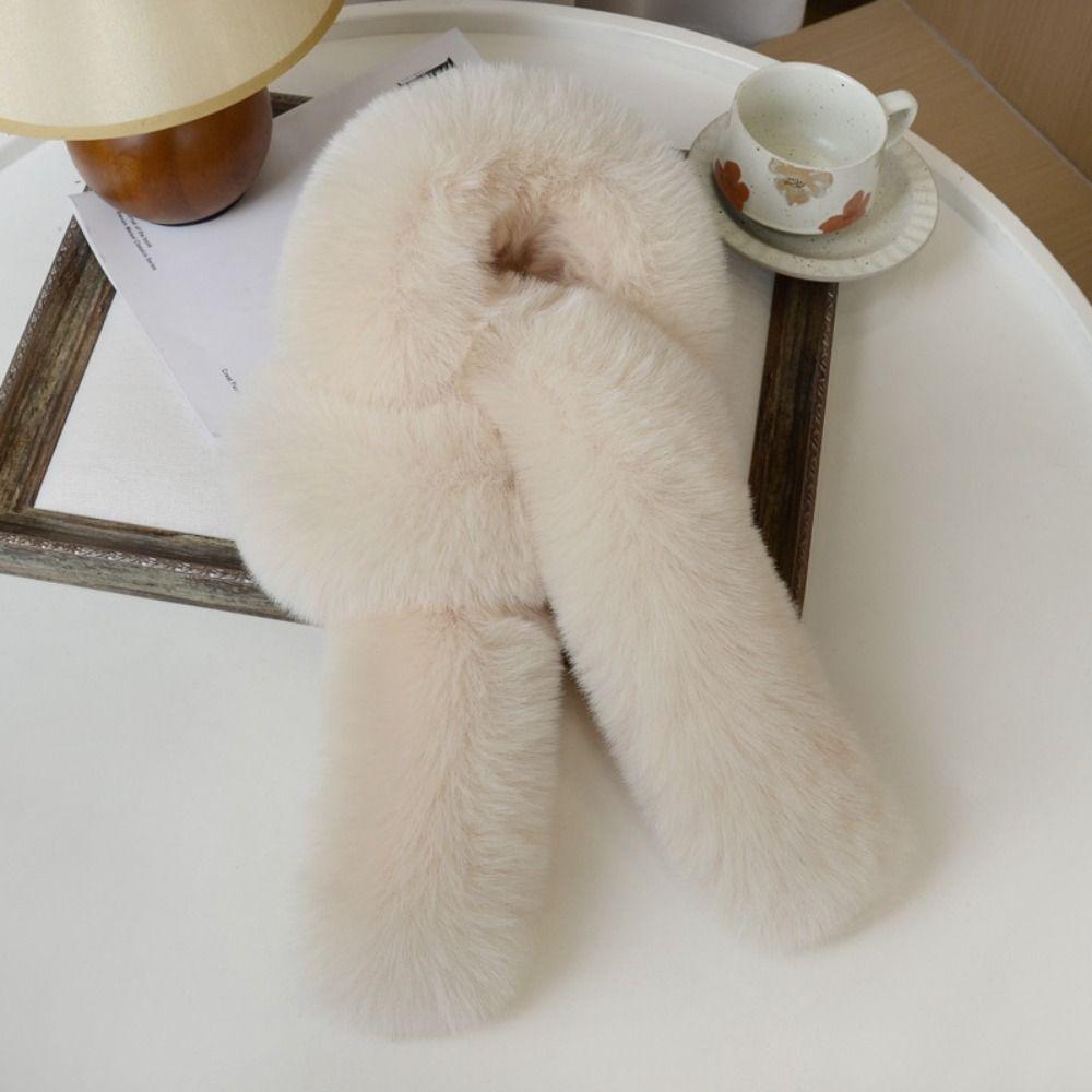 Fashionable 130cm Fake Fur Long Scarf Solid Color Thick Winter Fluffy Scarf Fur Decor Soft Long Strip Scarf Autumn Winter