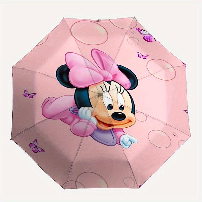 1pc Minnie Mouse,Butterflies Automatic Folding Umbrella: Compact 8-Bone Design Cartoon Outdoor Travel Companion, Business Umbrella, Christma