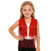 Sparkly Sequin Fringe Vest for Girls: Sleeveless Open Front Crop Top Waistcoat with Tassels, Perfect for Dance Recital & Show
