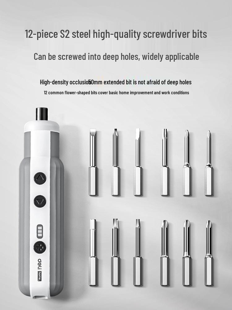 Deli Rechargeable Electric Screwdriver Set - Compact, Fully Automatic, Multifunctional with Lithium Battery for Household Use