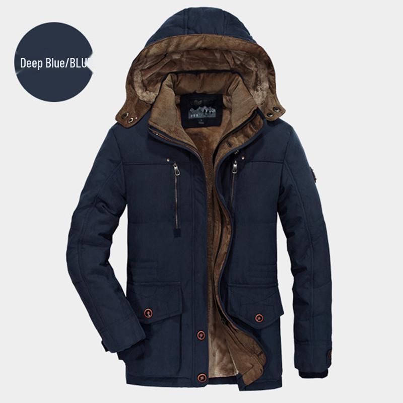 Blaue 3D-Aufsatztasche Plüsch Reißverschluss Baumwolle Locker geschnitten Jugend Daunenjacke