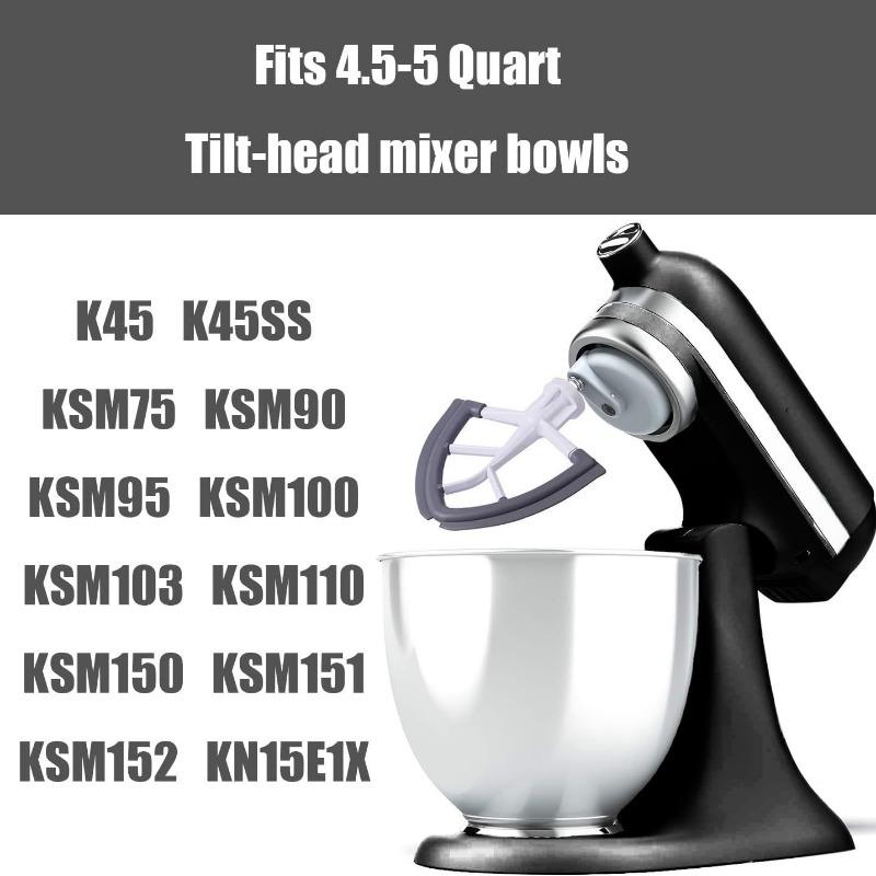 Šlehač s flexibilním okrajem pro KitchenAid mixér 4,5-5 litrů s naklápěcí hlavou, stojanový mixér s dvojitým silikonovým okrajem