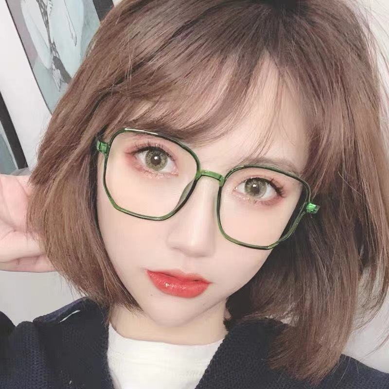 Live Broadcast Polygonal Glasses Frame Female Trend Large Frame Anti-Blue Light Flat Mirror Student Myopia Finished Product