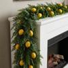 Artificial Cedar Lemon Garland 5.74Ft 175cm Realistic PVC Fabric Green Foliage with Yellow Lemons Indoor Decor
