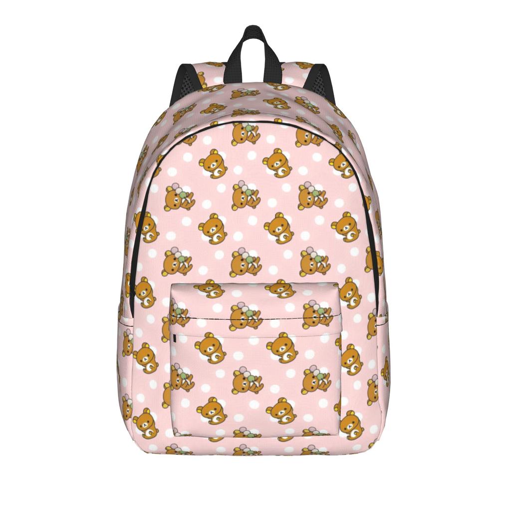 Pink Rilakkumas Cartoon Backpack for Men Women Teenage Student Work Daypack Laptop Canvas Bags Durable