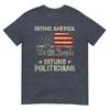 Unisex Gun American Flag Defend America Defund Politicians On Back Tshirt