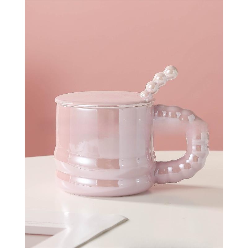 Creative Pearlescent Glaze Light Luxury Mug High Appearance Level  Large Capacity Ceramic Cup  Couple Coffee Cup  Souvenir Gift Cup