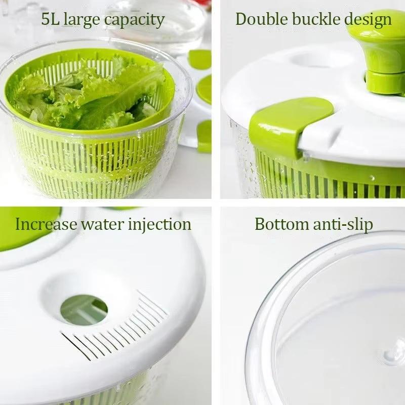 Household Fruit And Vegetable Dehydrator Salad Spinner Quick-Drying Manual Vegetable Dehydrator Kitchen Fruit Washer
