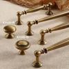 French Mid-Century Brass Cabinet Pull - Antique Bronze Single Hole Handle for American Retro Kitchen & Wardrobe