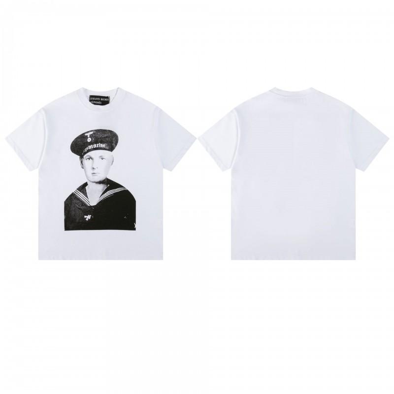 Unisex Oversized Cotton T-Shirt With Vintage Letter Print Art Portrait Design Loose Fit Casual Wear
