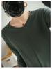 Baumwollpullover im koreanischen Stil mit gerolltem Saum und Rundhalsausschnitt für Damen, langärmlig und locker geschnitten