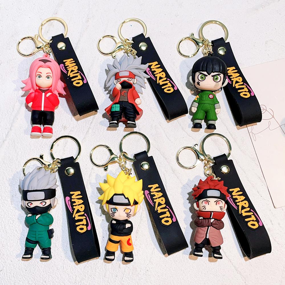 Cartoon PVC Naruto Anime Peripheral Toy Doll Keychain Naruto Silicone Figure Car Key Chain Christmas, Halloween Gift