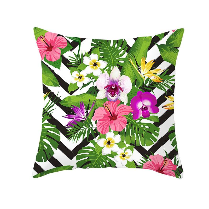 Summer Tropical Plants Decorative Pillowcase Green Leaves Throw Pillow Case Polyester Printing Pillow Cover 45X45Cm