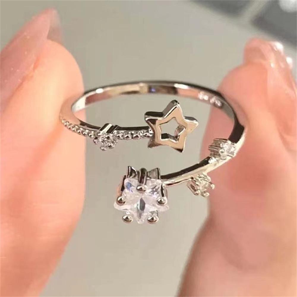 Personality Fashion Star-shaped Rings Exquisite Shiny Flower Vine Ring Adjustable Open Metal Ring For Women Fashion Party Daily Accessories