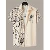 Drawing Contrast Print Casual Shirt Men's Casual Top