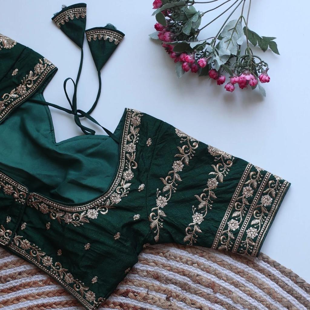 Party Wedding Wear Embroidery Silk Blend Choli Indian Bollywood Women's Blouse