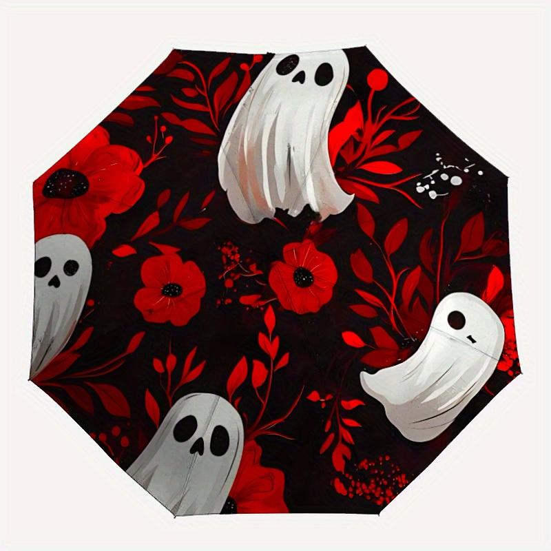 

1pc Ghost Floral Pattern Umbrella - 8-Rib Automatic Open/Close, Fashionable Compact Umbrella for Outdoor Adventures yy250813135