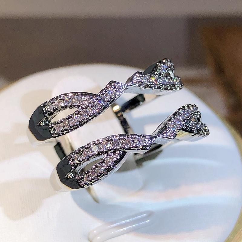 

медь Изысканное Геометрическое Циркониевое Двухрядное Кольцо Женское Ювелирное Изделие Новое Переплетенное Витое Кольцо Вечеринка Подарок на День Рождения 10