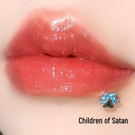 

Satan s Child: Diamond-Studded Dopamine Lip & Cat Paw Ear Studs 10mm long, 1.2mm thick