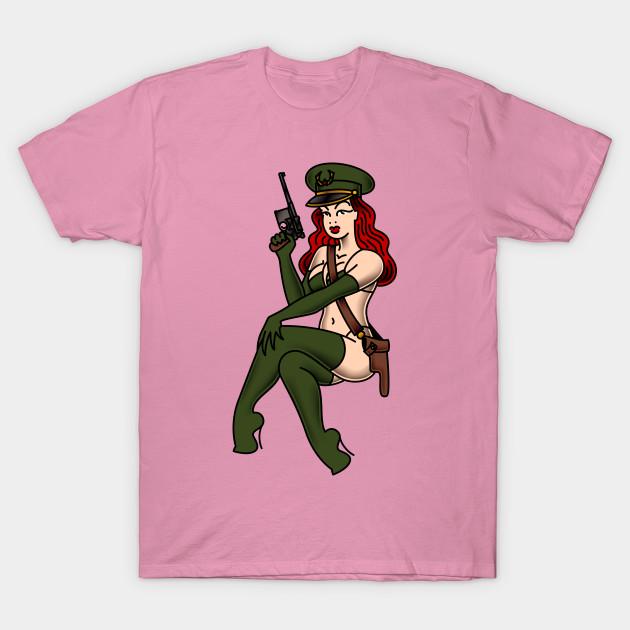 T Shirt Women Military Officer Pin Up Harajuku Print Kawaii Tshirt Summer Short Sleeve Female T-Shirt Top Tee