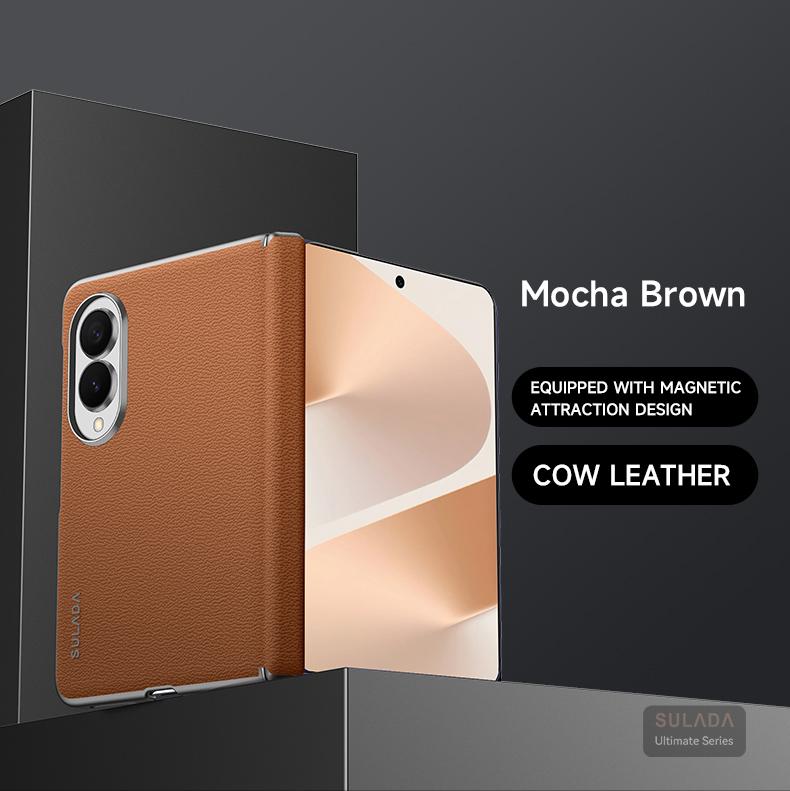 Luxury Business Magnetic Skin Feel Leather Phone Case for Samsung Z Fold 8 Wide Shockproof for Magsafe Hinge Protection Cover