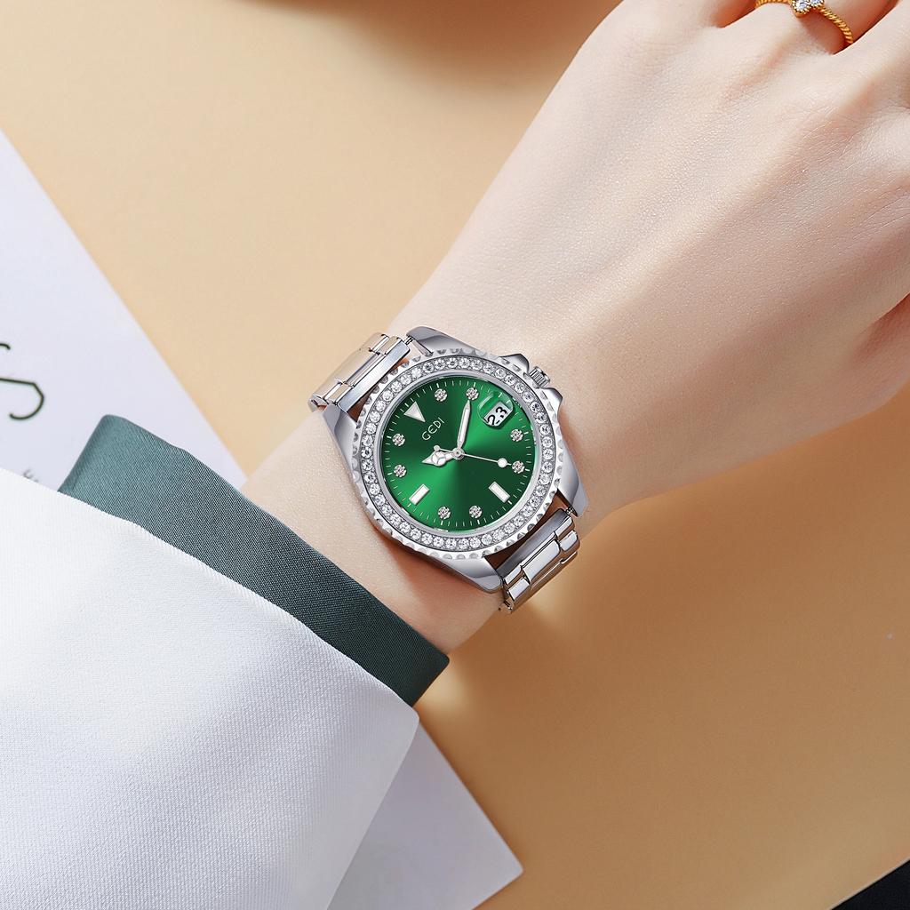 Light Luxury Retro Women'S Watch With Diamond Belt Calendar Steel Belt Watch Waterproof Quartz Watch