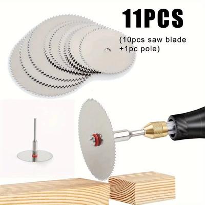 11 Stuks Mini Cirkelzaagblad Set Precisie Houtbewerking Snijschijf met 1 Stang 22mm 25mm 32mm voor het Snijden van Hout Metaal