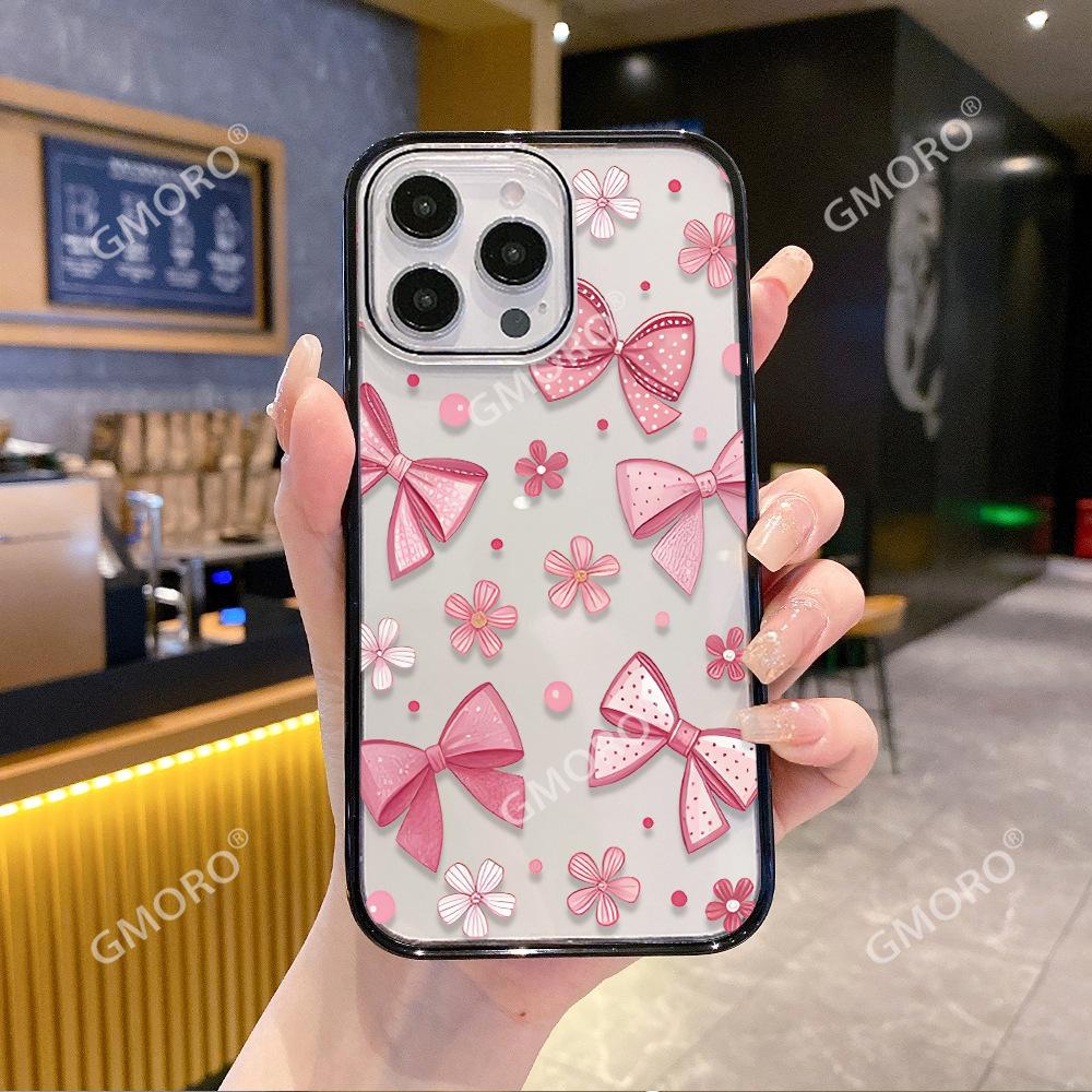 List Pink Bow for Apple 16pm Korean Protective Case iPhone17 Magnetic Mobile Phone Case