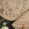 Bohemia Round Woven Placemats for Dining Table Braided Heat Resistant Non-Slip Weave Water Hyacinth Table Mats Table Decoration