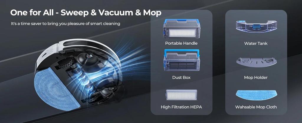 Robot Vacuum 4000Pa Suction with App Remote and Voice Control with Gyroscope Navigation Smart Sweeping Robot for Home Cleaning