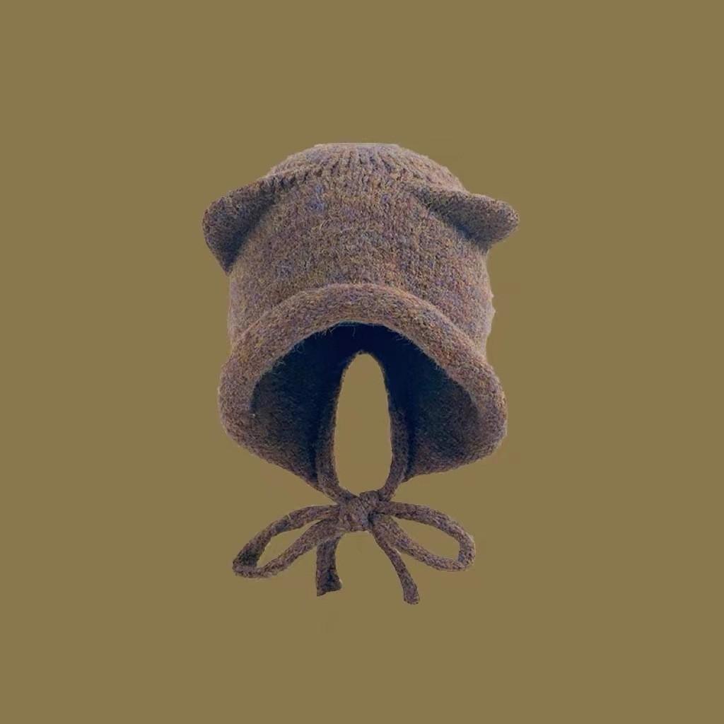 Adorable Cat Ear Knit Hat Women Winter Japanese Style Warm Ear Protector Headband Wool Hat