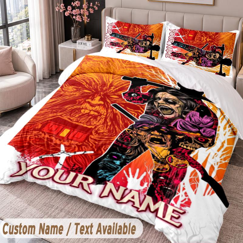 Custom Name Text 3Pcs Bedding Set Evil Dead Ash Williams Duvet Cover And Two Pillowcases