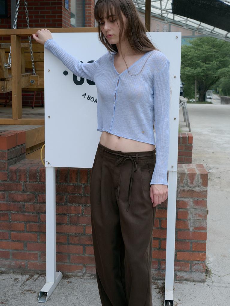 Elssibeui Two-Tuck Belted Wide Pants_Brown