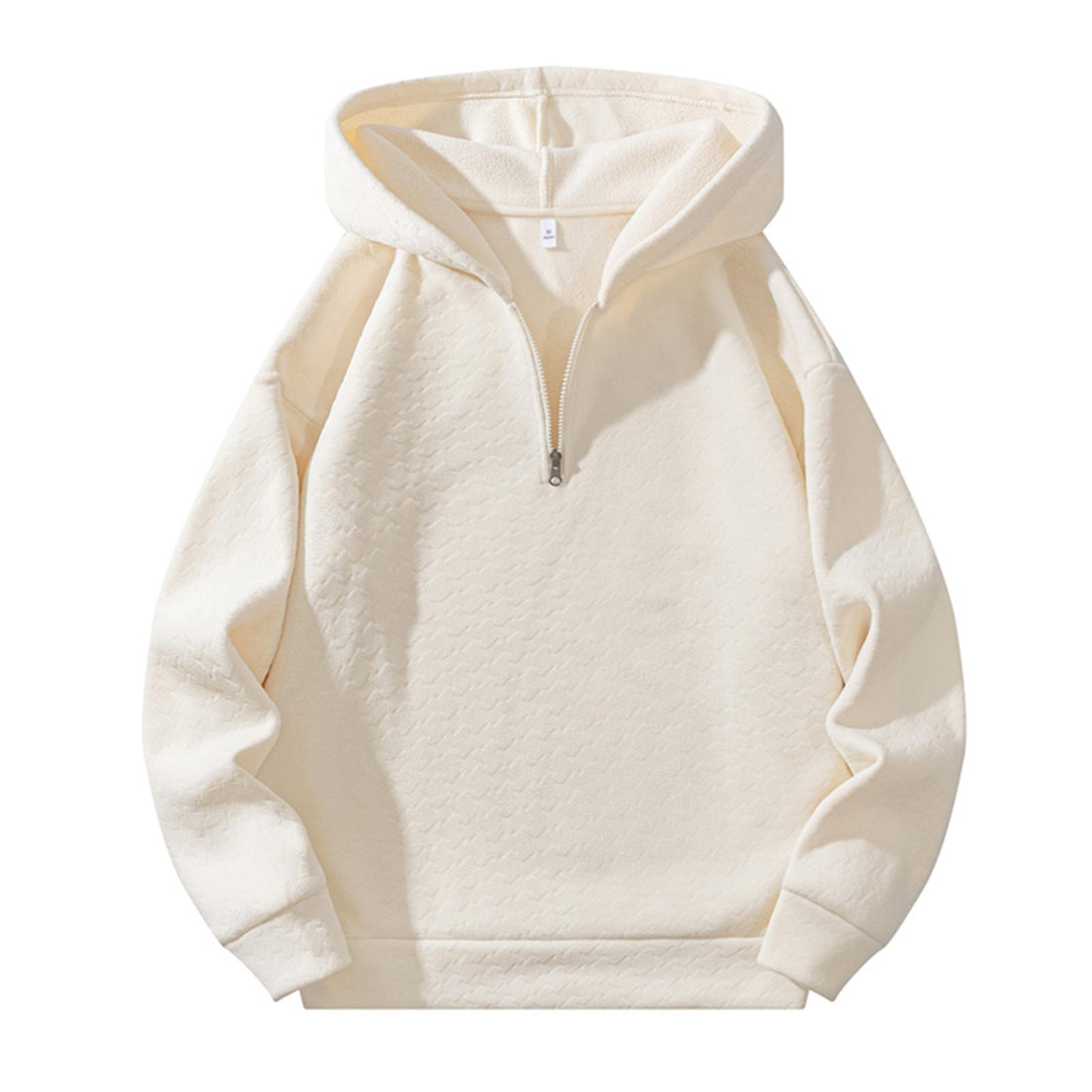 

Мужской Модный Трендовый Худи с капюшоном на половину молнии Пуловер Утепленный Флисовая текстура Толстовка S