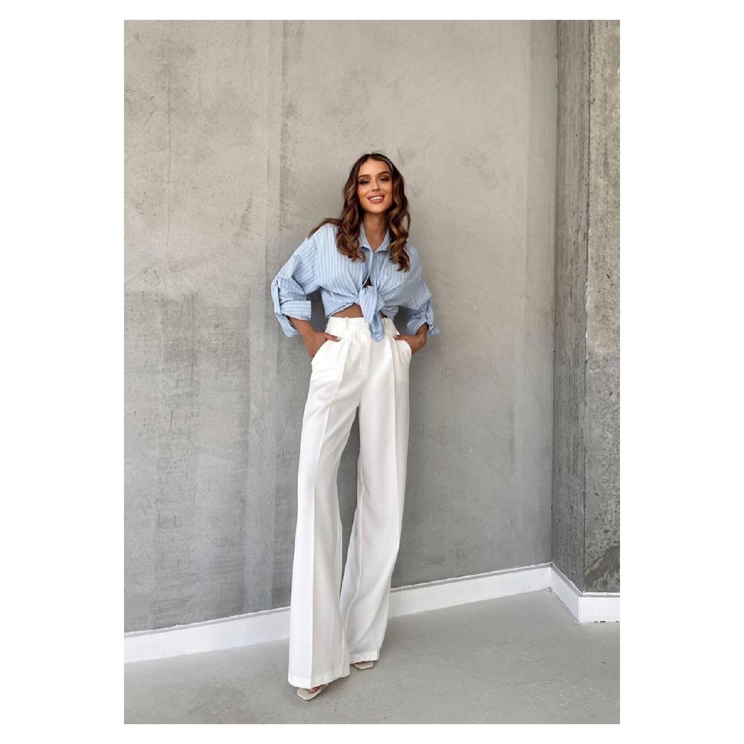 

Female Pleated Fabric High Waist Palazzo Pants XL фуксія