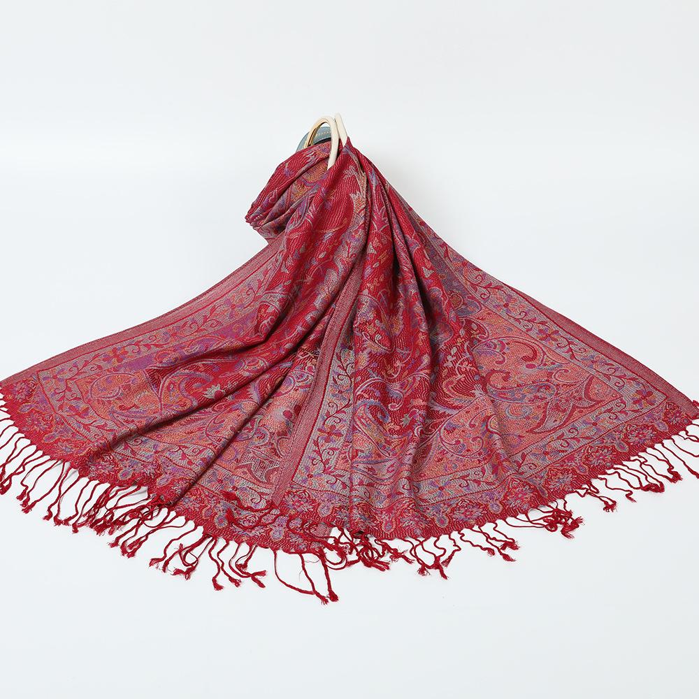 Scarf Jacquard Cashew Fringed Shawl New Spring and Autumn Cotton Women's Long Scarf Headscarf