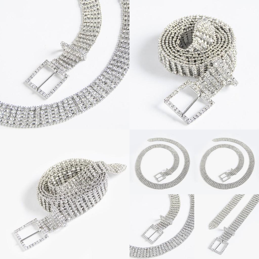 Stylish Silver Water Drilled Waist Chain For Ladies Trendy Body Accessory