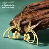 Teamer Hollow Hummingbirds Stainless Steel Earrings New In Animal Gather Honey Pendant Dangle Earrings for Women Jewelry Gifts