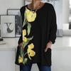 Plus Size Women Round Neck Long Sleeve Tee Soft Loose Tops For Daily Stroll And Indoor Rest