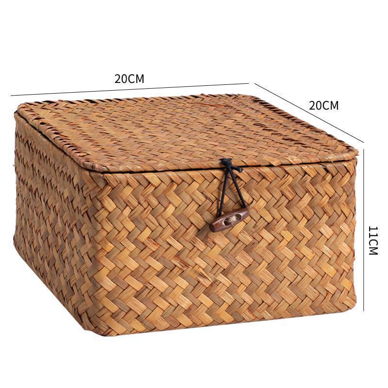 Woven Sea Vine & Bamboo Rectangle Snack Storage Basket