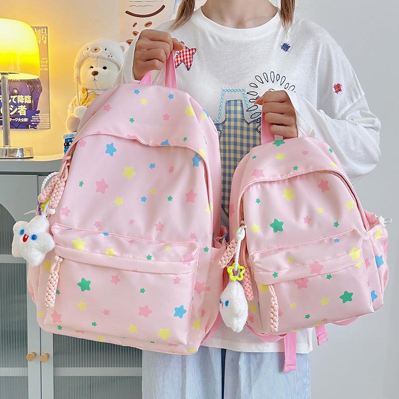 Schoolbag schoolbag junior high school girls ins girls heart stars travel small backpack large capacity simple dopamine backpack women