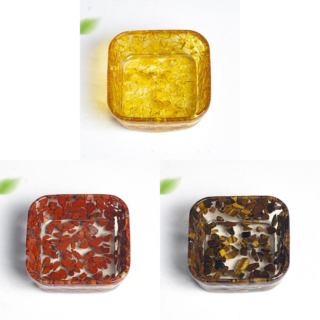 Resin Geometric Dismagnetization Bowl With Natural Crystal Fill For Modern Living Room Decor
