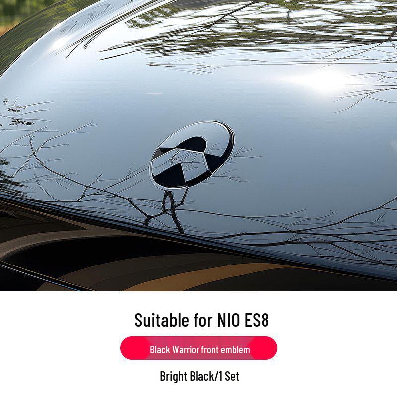 Black Warrior Car Emblem Set: Tail, Steering Wheel Sticker & Hood Emblem for Nio ES8 (26 Models)